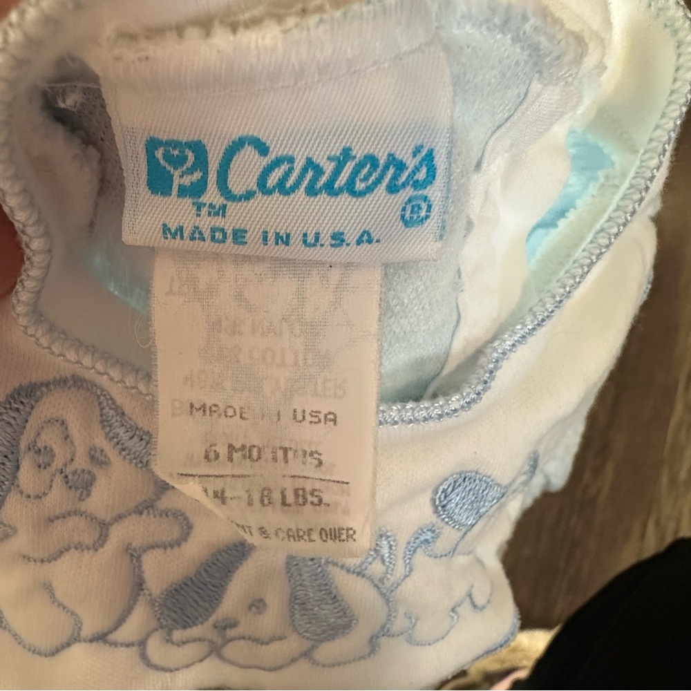 Vintage CARTERS puppy dog blue white one piece romper outfit baby boys 6 mo USA - Picture 7 of 9
